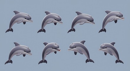 Playful Dolphins Leaping: Animated Sprite Sheet AI Generated