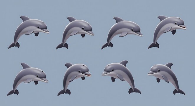 Playful Dolphins Leaping: Animated Sprite Sheet AI Generated