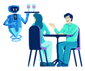 Waiter Robot serving in Restaurant