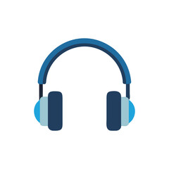 Blue headphones vector illustration for listening music or podcast