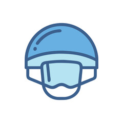 Naklejka premium Blue Ski Helmet with Goggles Icon Illustration Vector