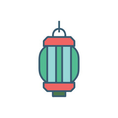 Hanging Chinese Lantern Icon in Vector Design Style