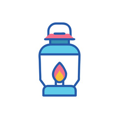 Colorful Camping Lantern Icon with Bright Flame Design