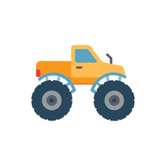 Cartoon Monster Truck Vector Illustration Isolated on White