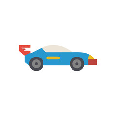 Cartoon Blue Racing Car with Spoiler Illustration Icon