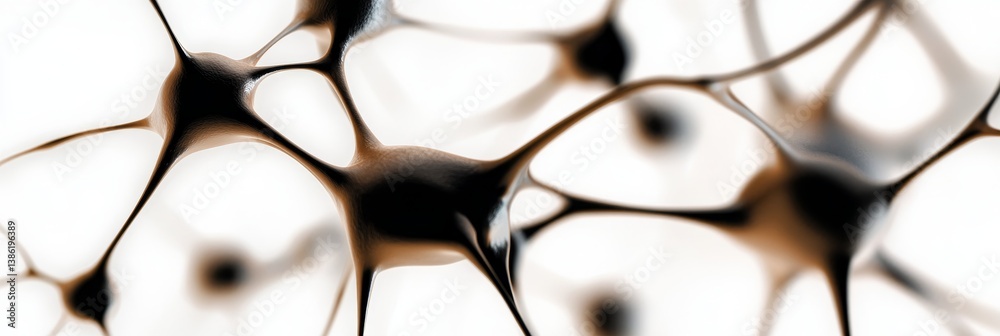 Poster neural network connections - microscopic view of interconnected neurons, showcasing complex neural p
