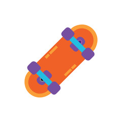 Bright Orange and Purple Skateboard Illustration on White Background
