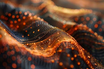 Showcasing intricate texture of smart fabric with embedded sensors and conductive threads