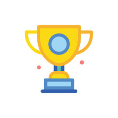 Golden Trophy Icon Illustration, Achievement, Success, Winning Concept