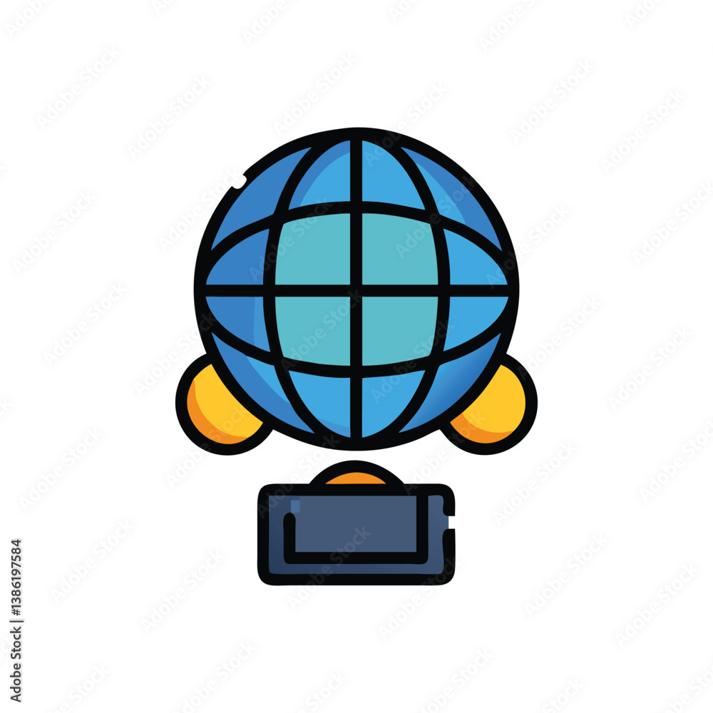 Poster global network connection with server or data center