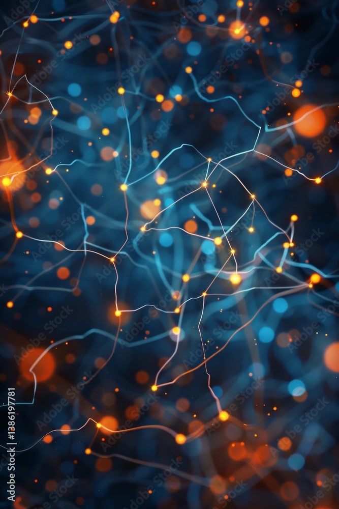 Poster dense plexus network structure with intricate connections highlighted in rich colors