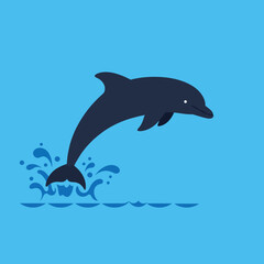 Obraz premium Dolphin leaping joyfully from water in a vibrant blue ocean flat vector art