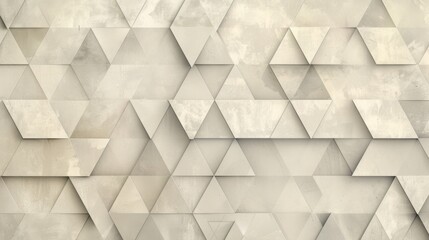 Obraz premium Minimalist geometric background featuring a repeating pattern of triangles and hexagons in neutral tones for modern design