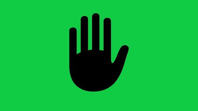 Hand Raising Icon Animation, 4K Raised Hand Symbol Motion Graphic on Green Screen Background