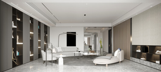 3d render luxury modern living room
