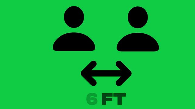 1 Foot Distance Between Two People Icon Animation | 4K Social Distancing Symbol Motion Graphic on Green Screen Background