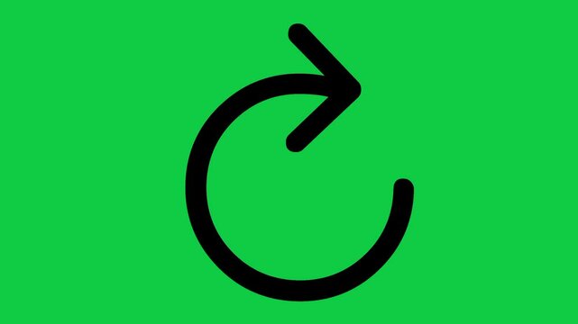 Rotating Circular Arrow Icon Animation, 4K Looping Round Arrow Symbol Motion Graphic on Green Screen Background