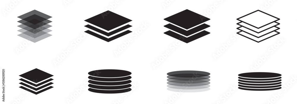 Wall mural layers icon. layer line and flat icon set. layer sign. layout icon.