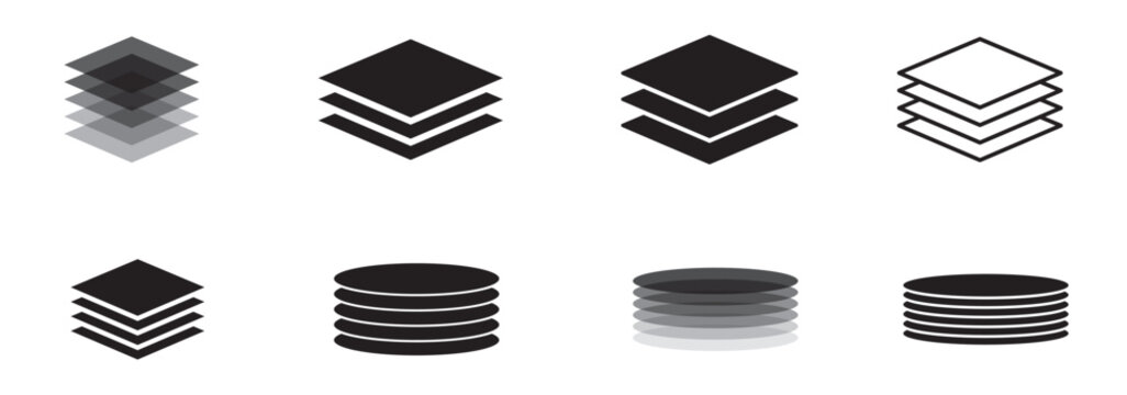 Layers icon. Layer line and flat icon set. Layer sign. Layout icon.