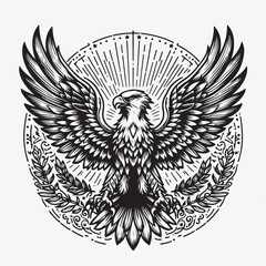 Fototapeta premium Eagle symbol illustration on vintage style stock illustration