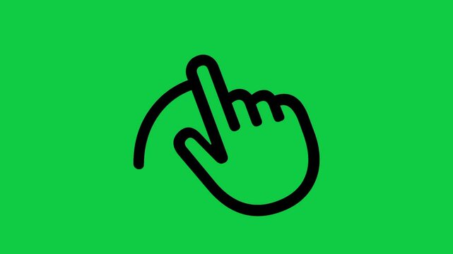 Pointing Hand Icon Animation, 4K Moving Hand Gesture Symbol Motion Graphic on Green Screen Background