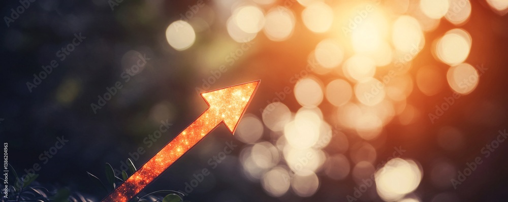 Aufkleber red arrow pointing up representing growth and success