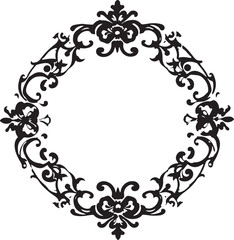 Enchanted Floral Edging Black Vector Emblem Intricate Bloom Boundary Decorative Black Icon 
