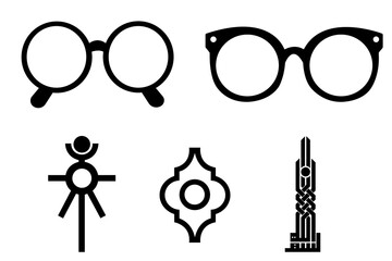 Round Glasses Silhouette Vector Illustration, Sunglasses style sign for fashion, glasses silhouette design, black round glasses outline vector, vector outline symbol, logo illustration,