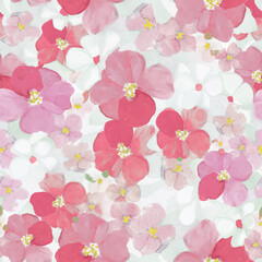 seamless pattern with pink flowers