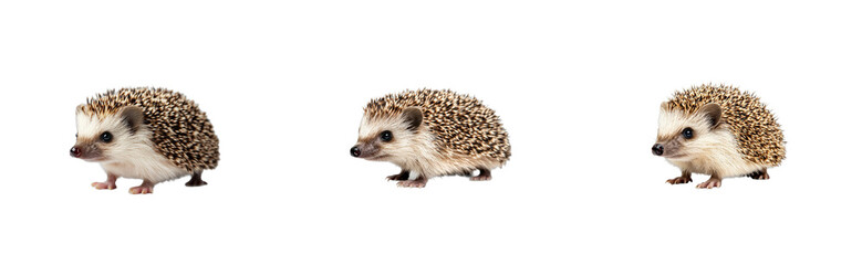 Obraz premium Three adorable hedgehogs. Set png cut out