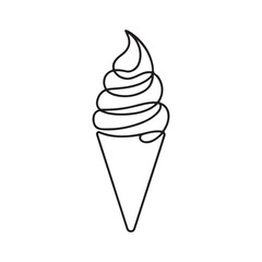 Minimalistic Outline Vector Illustration of a Swirled Ice Cream Cone