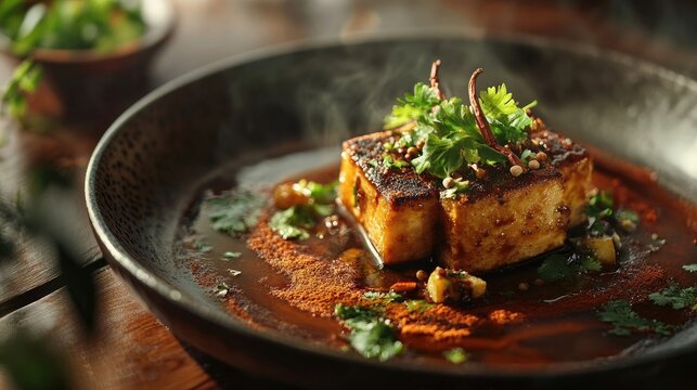 A dish featuring potol elegantly plated with spices
