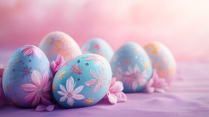 Art pastel flower painting easter eggs