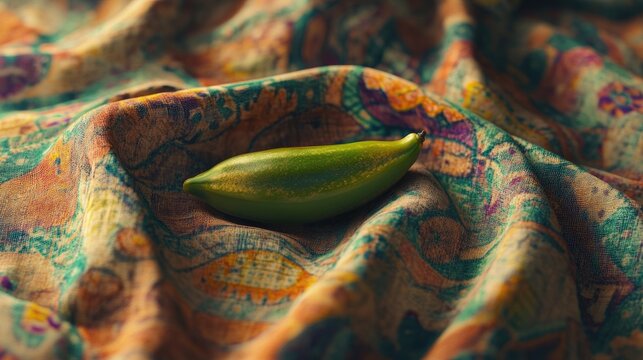 A close-up of potol resting on a colorful cloth