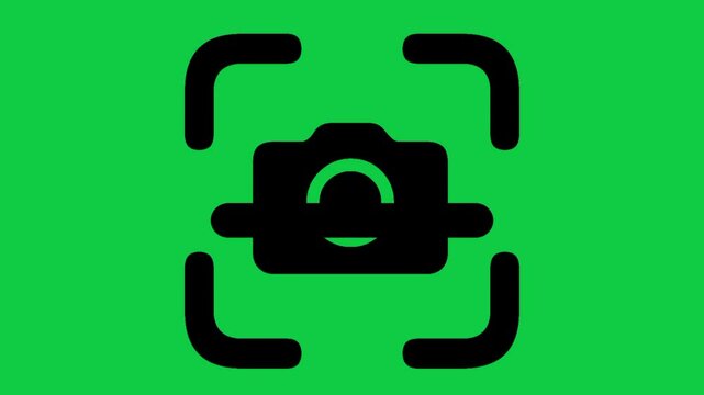 Scan Camera Icon Animation, 4K Scanning Camera Symbol Motion Graphic on Green Screen