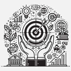 Fototapeta premium Goal, sales, target icon. Vector graphics stock illustration