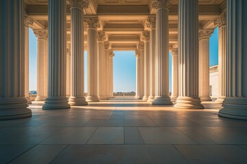 Obraz premium Stunning Image of Symmetrical Arrangement of Pillars Showcasing Architectural Beauty and Precision