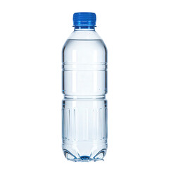 Naklejka premium Clear Plastic Water Bottle with Blue Cap.