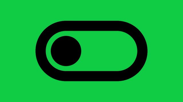 Toggle Switch On/Off Icon Animation | 4K UI Button Motion Graphic on Green Screen
