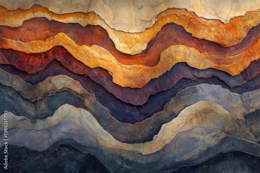 Poster abstract layers of textured rock formations with varied earth tones create a stunning, natural, and 