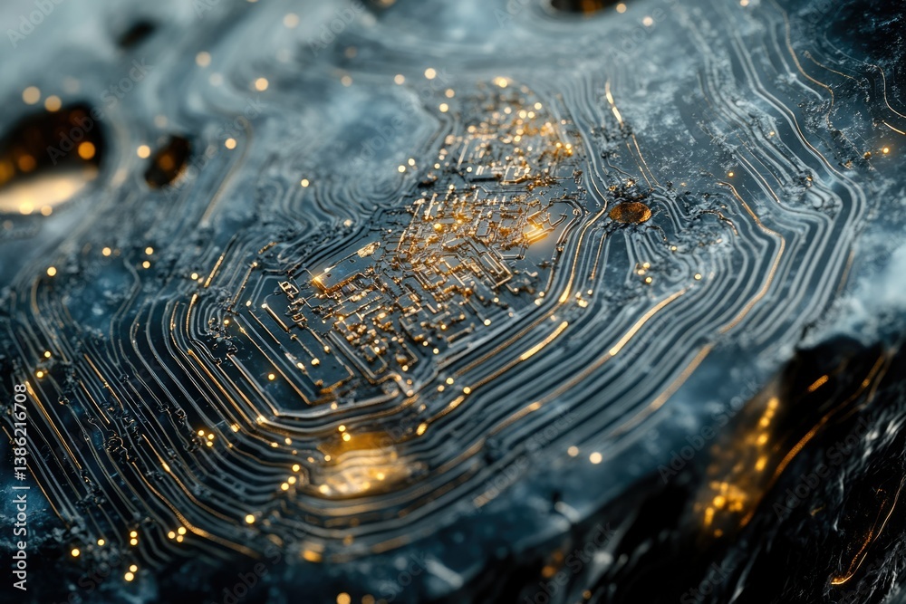 Aufkleber complex digital circuit board with glowing connections and futuristic, abstract design. technology a