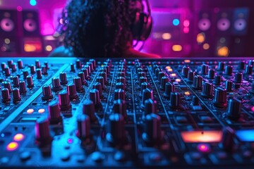 Obraz premium DJ mixing music in studio