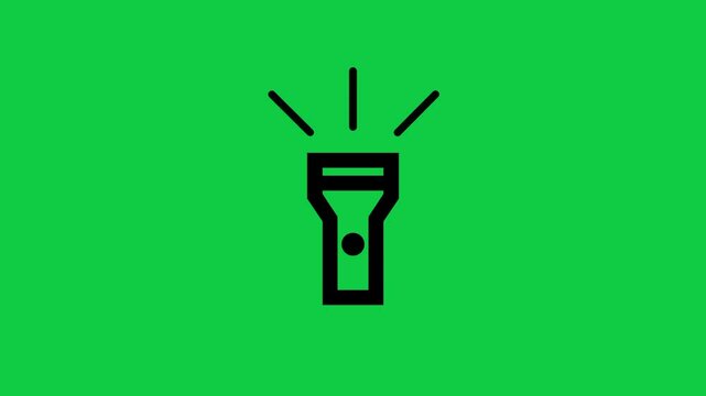 Flashlight Icon Animation | 4K Torch Symbol Motion Graphic on Green Screen