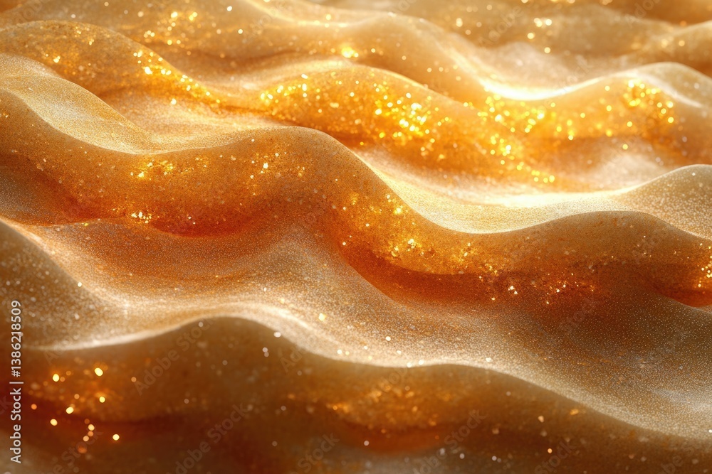 Aufkleber golden glistening waves with sparkle and shine, creating an abstract and luxurious feel, perfect for