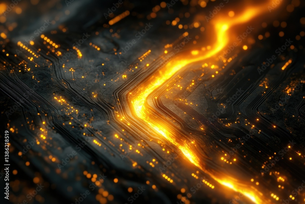 Aufkleber abstract image of a circuit board with glowing lines and points, symbolizing technology and connecti