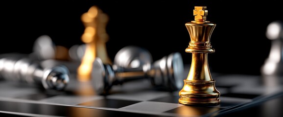 The concept of a close-up king of chess signifies a winner who is prepared to fight and take on challenges in a battle on the chessboard, symbolizing leadership, business strategy, personal