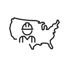 workforce occupation in the USA clip art icon symbol, american worker, employment and labor, business finance and industry, isolated line vector illustration