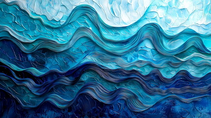 Ocean waves top-down view, deep blue and turquoise hues