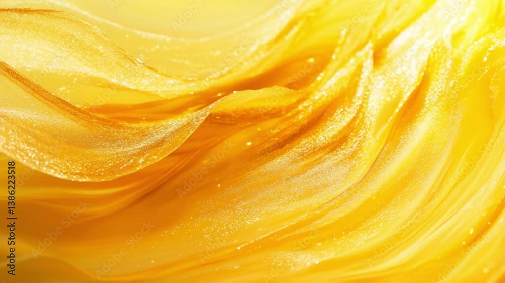 Aufkleber golden flowing elegance: a mesmerizing display of golden fabric swirls and cascades, its fluid movem