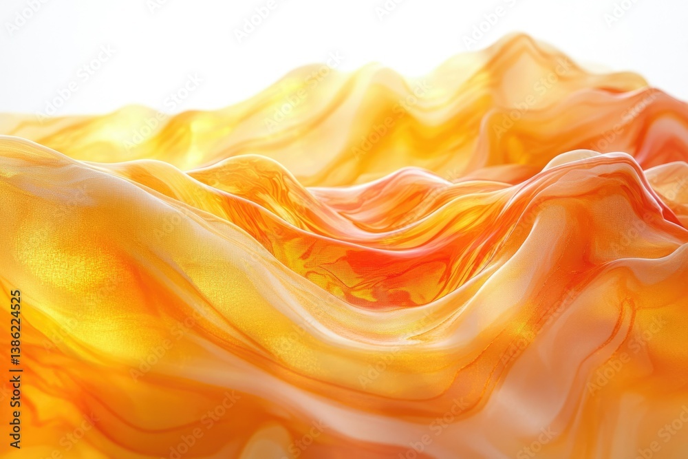 Aufkleber flowing waves of translucent fabric in vibrant orange and yellow hues create a mesmerizing, ethereal